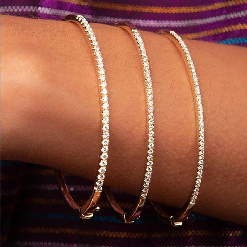 Женский Тонкий Браслет манжета с фианитами модные ювелирные изделия