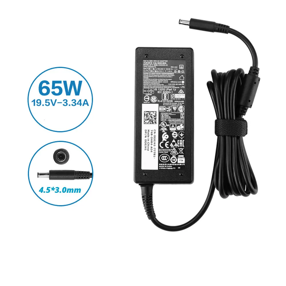 Новое оригинальное зарядное устройство для ноутбука Dell Vostro 14 5468 5459 65 Вт адаптер