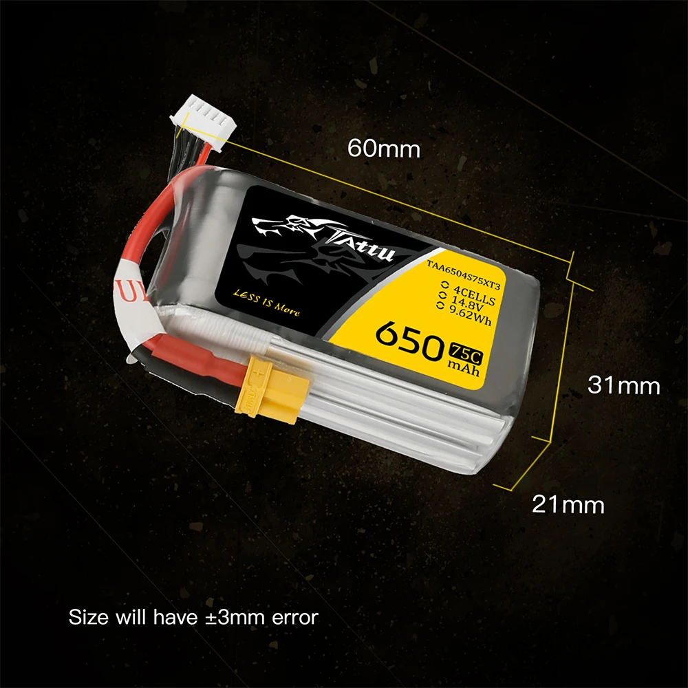 Батарейный блок Tattu 14 8 в 650 мАч 4S Lipo 75C 150C с разъемом XT30 для Babyhawk R 130 150 Размер FPV