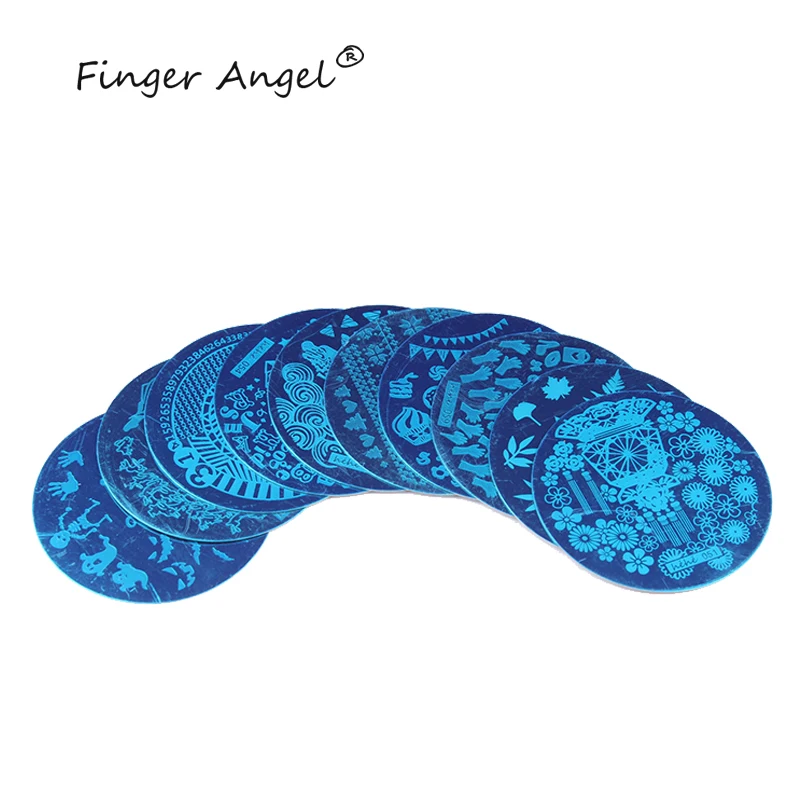 Finger Angel 1 шт. пластины для штамповки ногтей штамп изображения плацет круглый Японский мультфильм дизайн маникюр шаблон Рождественский стиль