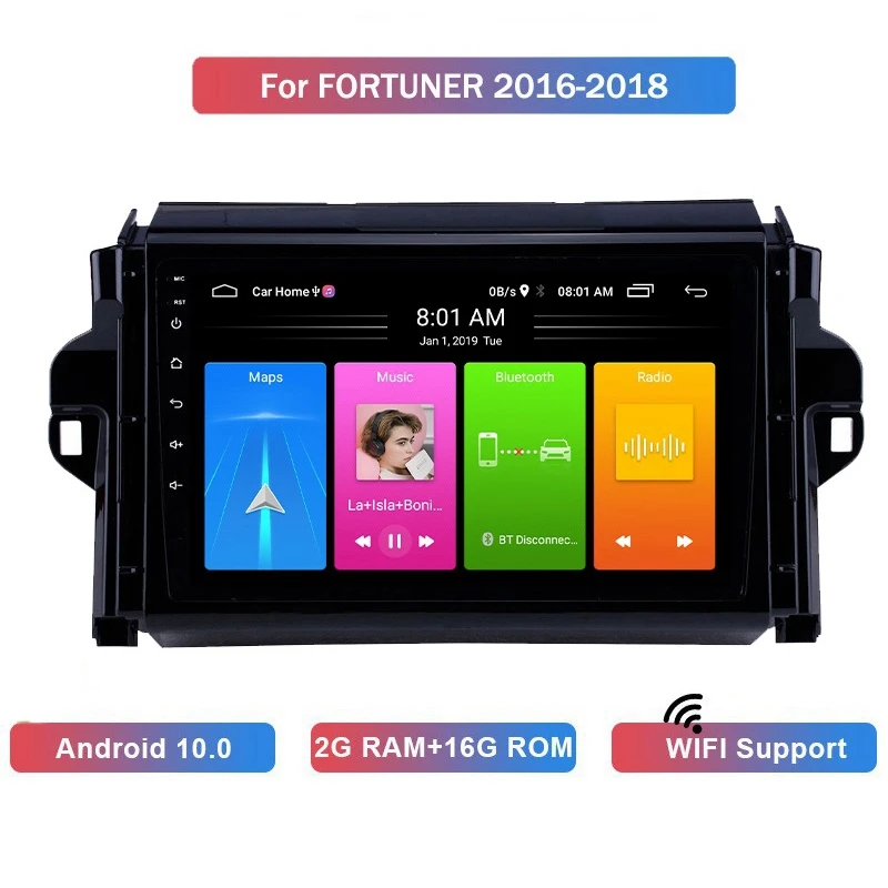 

Автомобильный MP5-плеер 9 дюймов, 2 Din, Android 10,0, стерео радио 2 + 16 ГБ, Wi-Fi, Bluetooth, GPS-навигация для Toyota Fortuner 2016-2018