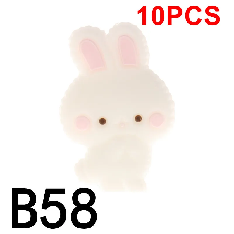 58 Quartz Pink QHBC 10 шт., силиконовый Прорезыватель для зубов с кроликом, бисерный грызун, без бисфенола, детское прорезыватель, ожерелье, сделай сам, Жевательная бижутерия, подарок для душа с кроликом из мультфильма - Цвет: 58 Quartz Pink