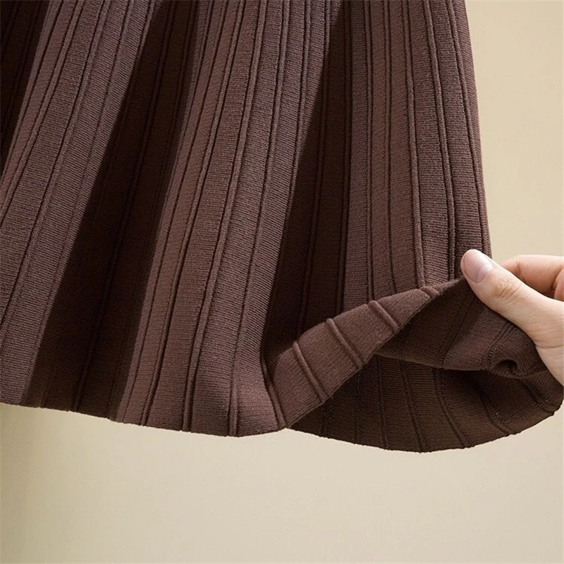 

Summer FashionSolid A-Line Knitted Skirts Women Korean Style Siknny Elastic Mini Skirt Sweet Cute Slim Knit Short Skirt