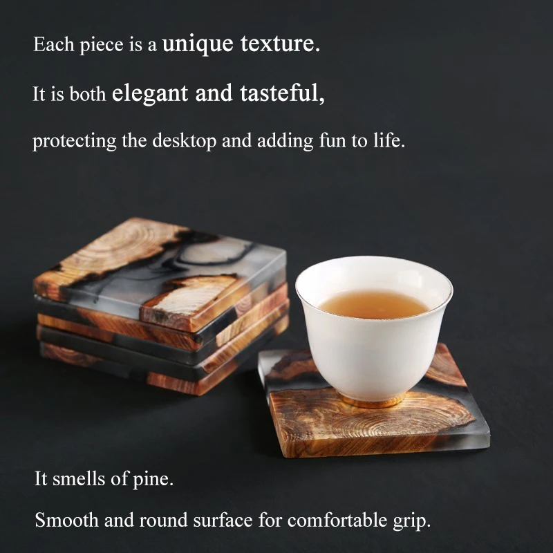 Необычные Квадратные полимерные чайные искусственные коврики из сосны на столе