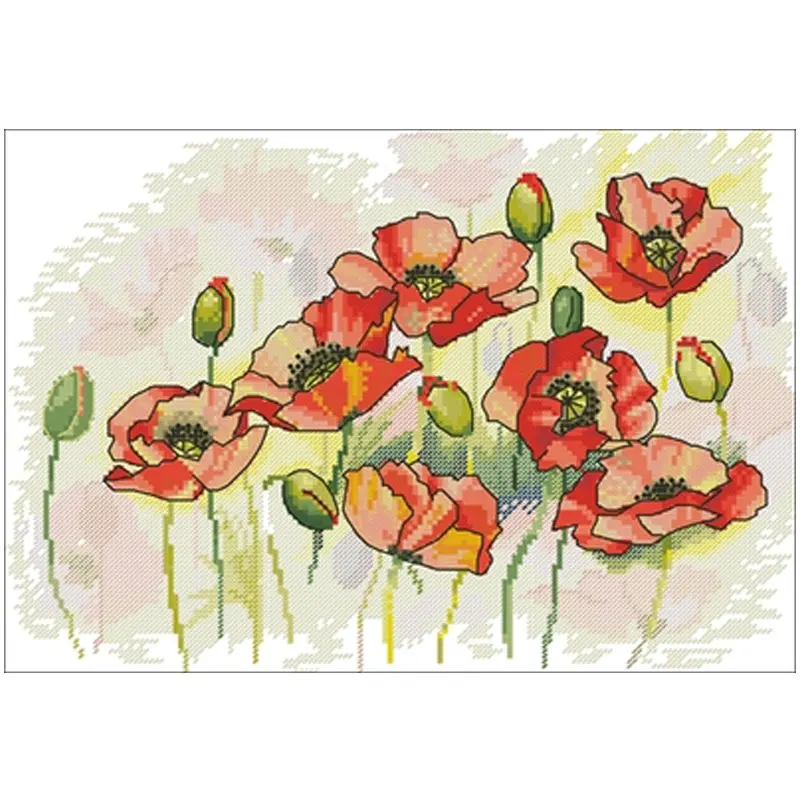 

Delicate poppy patterns Counted Cross Stitch 11CT 14CT 18CT DIY Cross Stitch Kits Embroidery Needlework Sets home decor