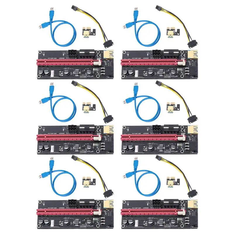 

6 комплектов, Райзер PCI-E 1x до 16x