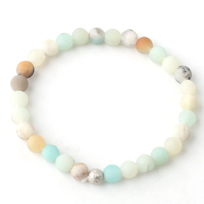 Золото серебрение бусины Парные браслеты натуральный матовый Камень Амазонит