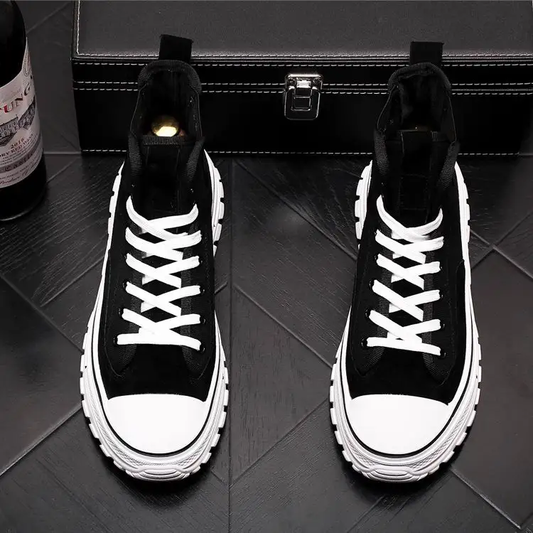 

ERRFC New Arrival Cowboy Ankle Boots For Men Round Toe Breathable Canvas With Suede Man Chelsea Boot Black Leisure Shoes 38-43