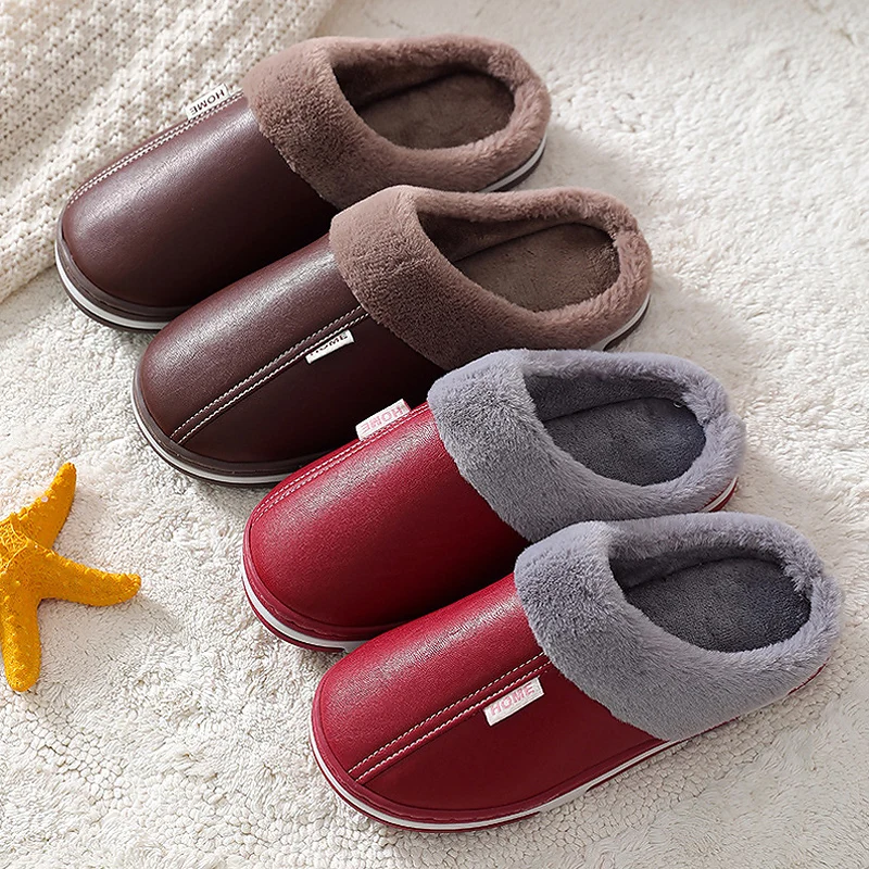 Женские плюшевые тапочки зимняя теплая меховая обувь на мягкой подошве мужские и