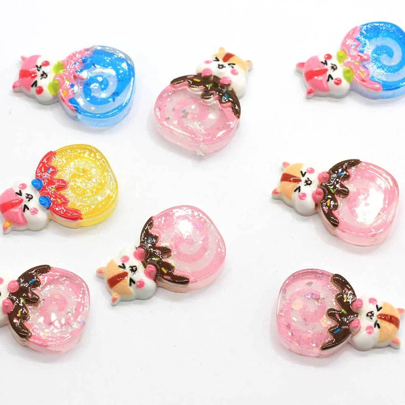 10 шт. с блестками и изображениями героев мультфильмов Леденец на палочке плоской