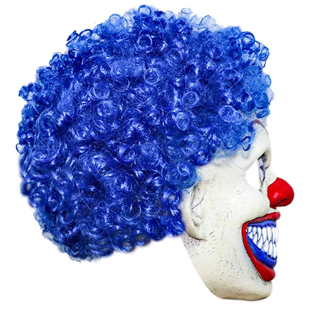 Anime Cosplay accessories prop Punk Clown Mask Blue Hair Joker Masks Latex Helmet Masquerade Halloween Party Costume Props | Тематическая