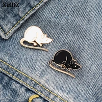 xedz couple black and white mouse enamel pin cute animal badge custom lapel jewelry punk clothes fashion brooch gift to friends