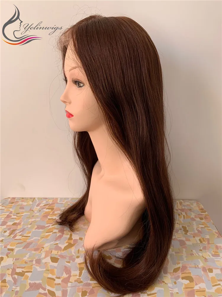 Высокая плотность 100% европейские натуральные волосы на шнуровке еврейский парик