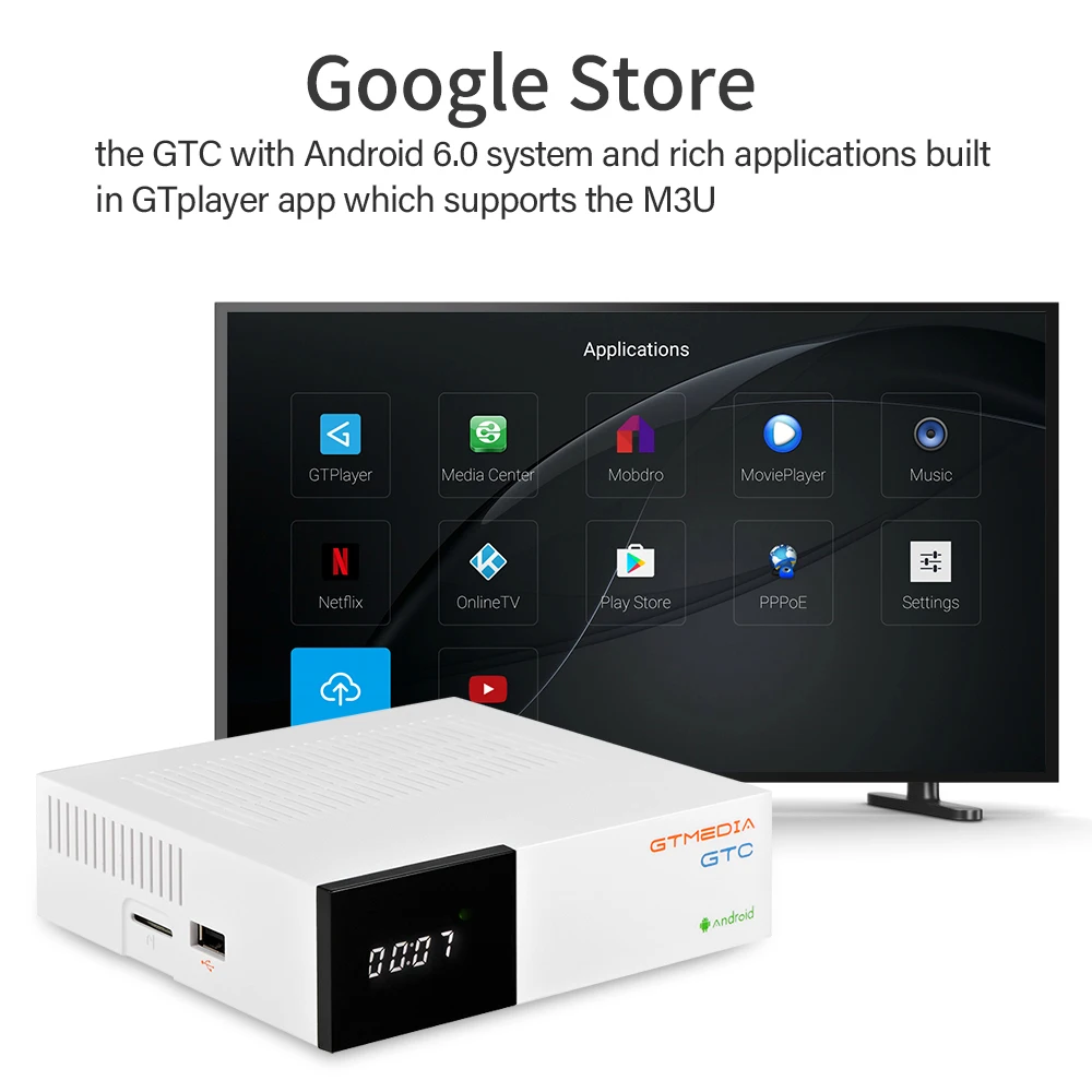 GTMEDIA GTC ТВ бнк DVB-S2 DVB-C DVB-T2 Amlogic S905D android 6 0 TV BOX 2 Гб оперативной памяти 16 встроенной