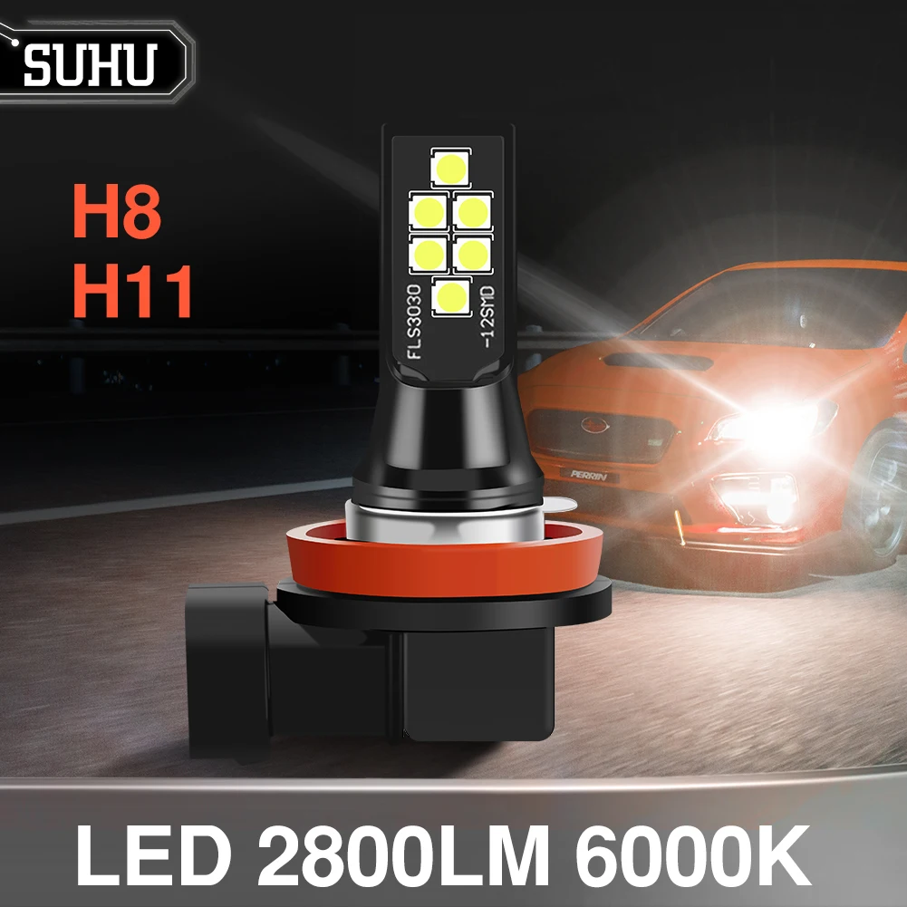 

SUHU 2Pcs Canbus H8 H11 LED Car Fog Lamps 6000K 2800LM White Error Free Auto Bulbs 12V LED Headligts Fog Light Car Accessories