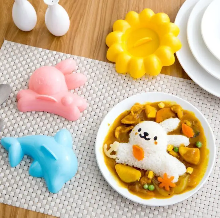 

4pcs/set Cartoon Sushi Molds Dolphin Rabbit Baby Rice Dough Mold Kids Children's Lunch Diy Mold Kitchen Gadgets Wholesale