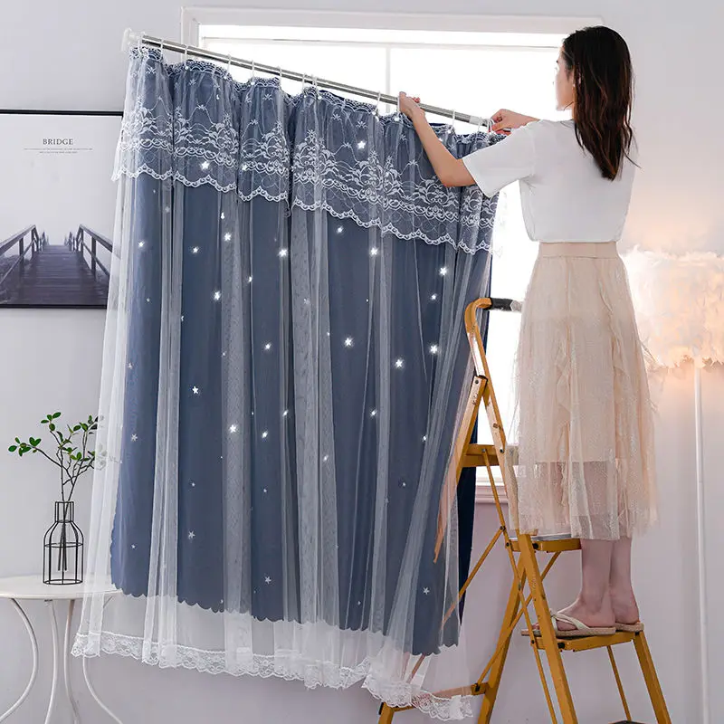 

1pcs New Simple Style Punch Curtain Full Shading Sun Protection Bedroom Rental Room Bay Window Balcony Short Curtain 2021 F8710