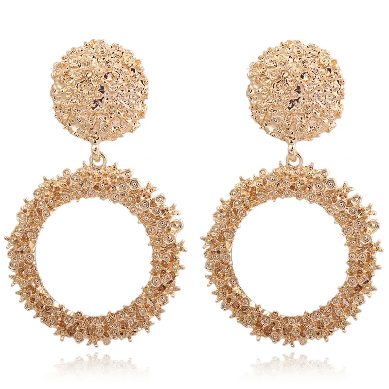 Exaggerated big earrings hot sale Europe and the United States geometric shape Round alloy spray paint plating ear | Украшения и