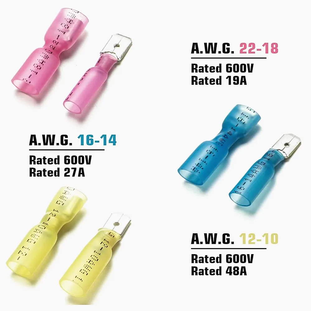 300 шт. Термоусадочные соединители электрические клеммы гнездовые разъемы