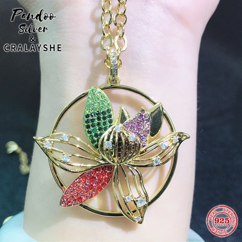 

Trend S925 Sterling Silver Jewelry 1:1 Original Copy,TOGETHERNESS Colorful Orchid Adjustable Necklace Gift For Female With Logo