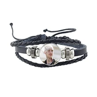 jweijiao multilayer black punk leather bracelets 18mm round metal snap button bracelet lil peep rap fans gift lp43