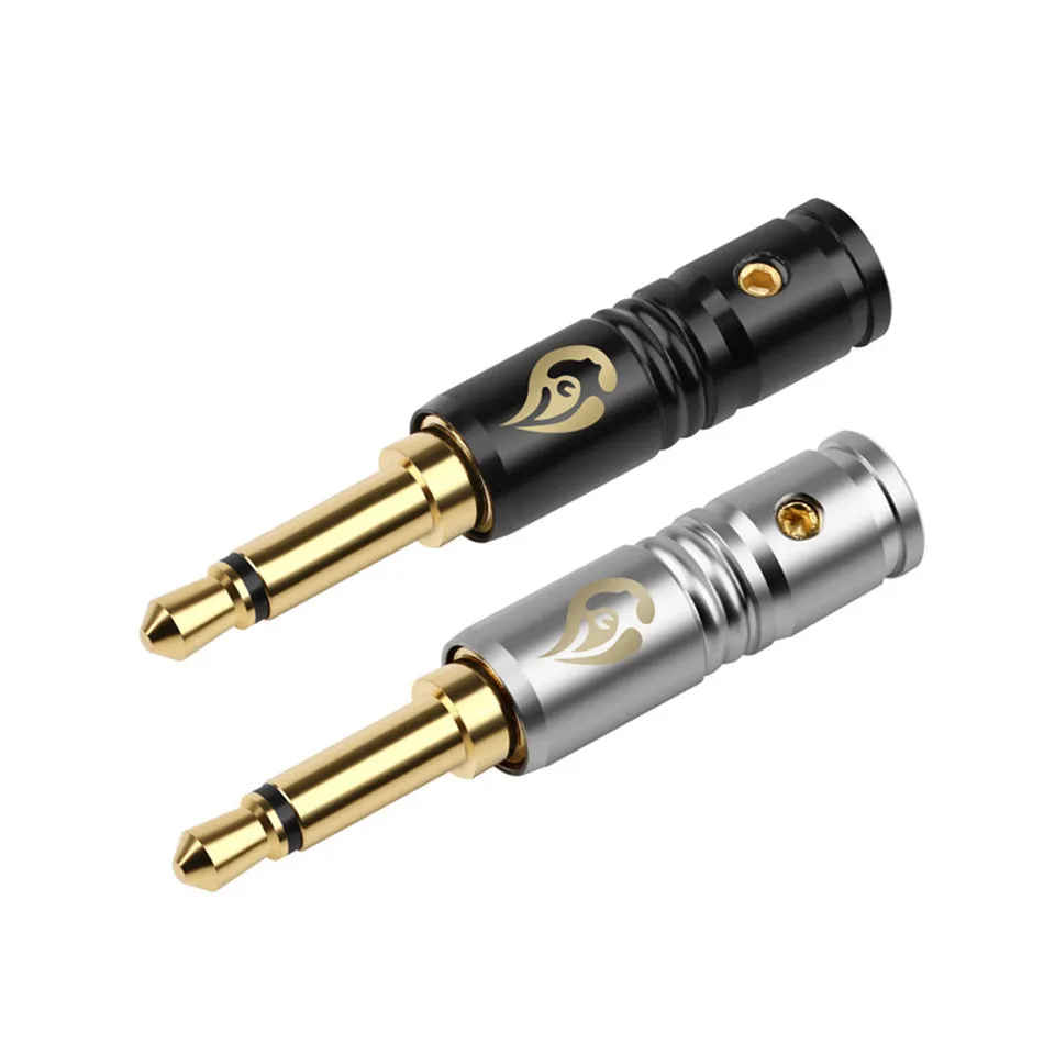 

3.5mm Jack Mono Plug Earphone Plug Adio Adapter For Hifi Headphones Upgrade Wire Gold Plated Connectors Black Silver ID 4mm