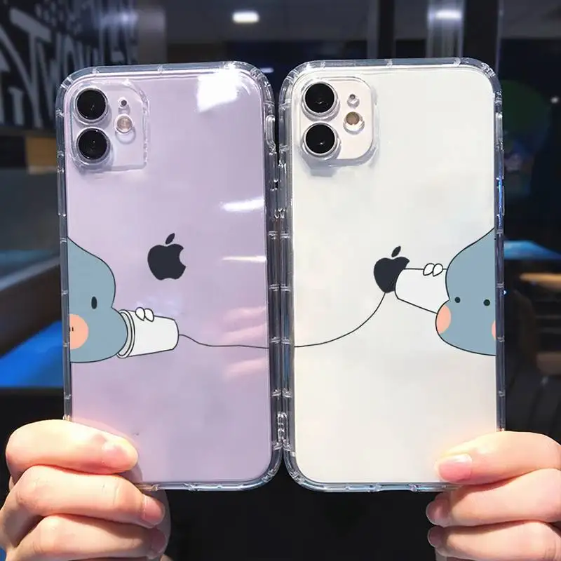 

Cute Cartoon Animal Dinosaur Couple Phone Case For iphone 13 12 11 8 7 plus mini x xs xr pro max Transparent soft