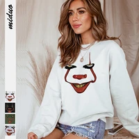 autumn and winter wansheng clown womens clothing leisure loose round neck long sleeve sweater european and american fashion