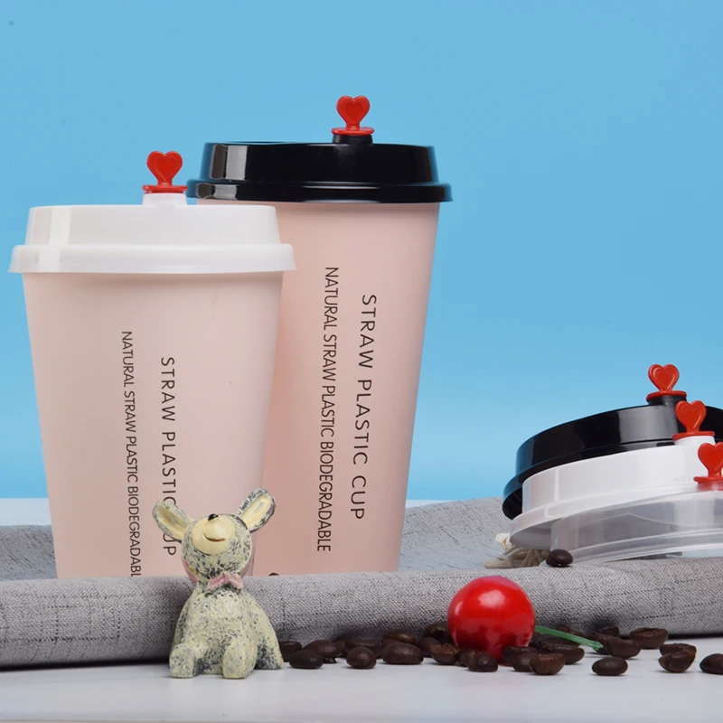 Модная одноразовая розовая кофейная чашка 50 шт. из толстой бумаги 500 мл для