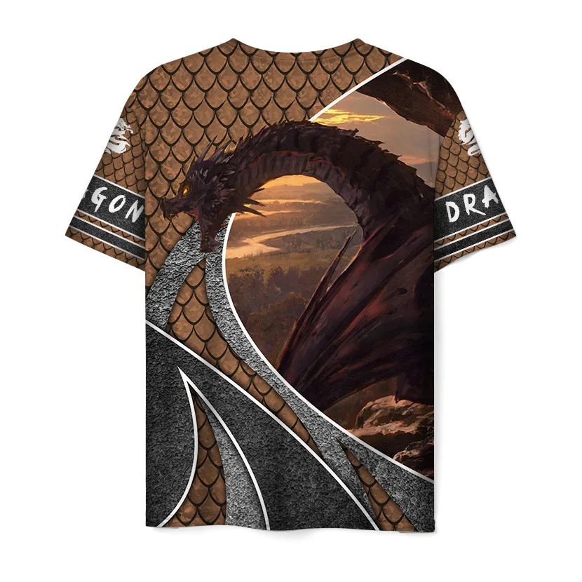 

3D Printing Men's T-shirt Summer New Ferocious Dragon Print Casual Trend High Street Men's O-neck Loose Oversized Top Clothes