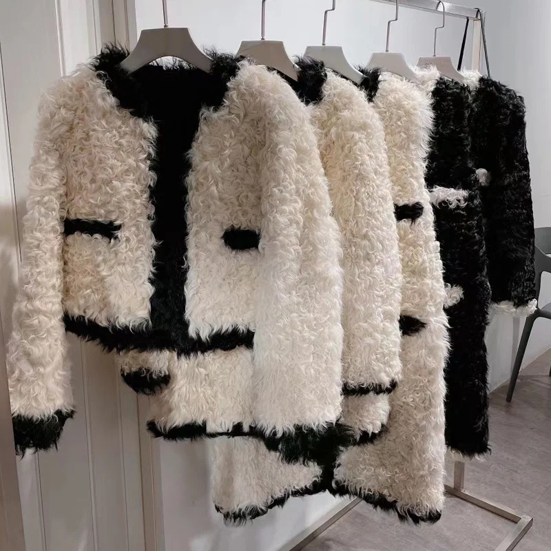 SHZQ Natural Lamb Fur Jacket Ladies Real Fur Top