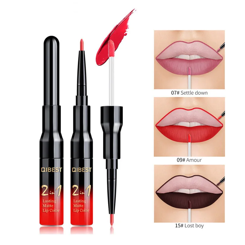 Брендовая губная помада для макияжа 2 в 1 двухсторонняя Матовая жидкая блеск губ