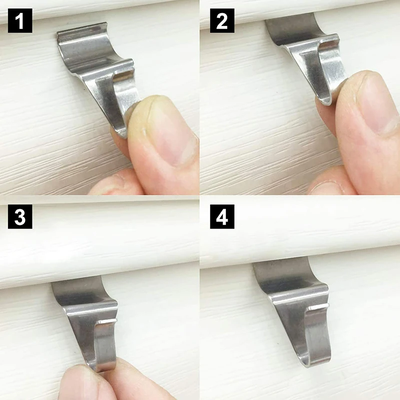 

10Pcs Stainless Steel Hooks Wallboard Punch Free Hook Vinyl Siding Clips for Home Decorations