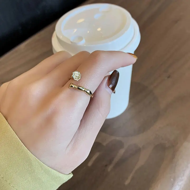 Золотой лотос Seedpod лотоса Корневище узел кольцо Женские Простые Открытое