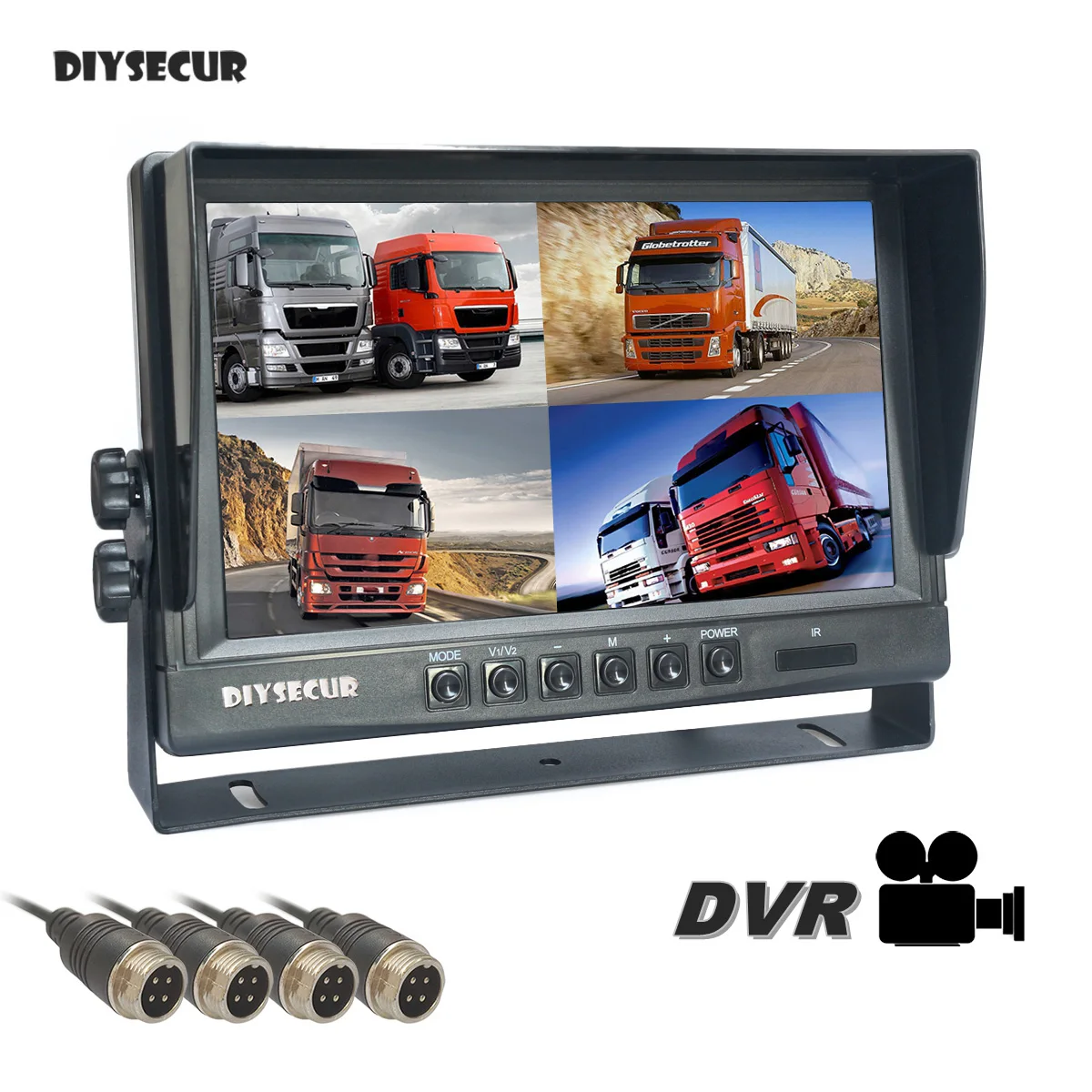 

DIYSECUR 9" AHD IPS 1024x800 HD Car Monitor Rear View Monitor Support 256GB SD Card AHD Car Camera Video Recording