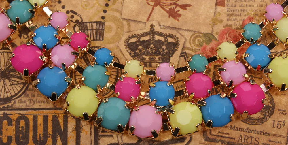 Новые цветные бусы массивные золотые цепочки неоновые цвета ожерелье для