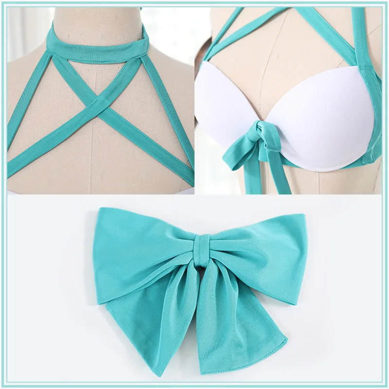 

Anime FGO Okita Souji Cosplay Costumes Fate Grand Order Swimsuit Bikini Swimwear Bathing Suit For Women