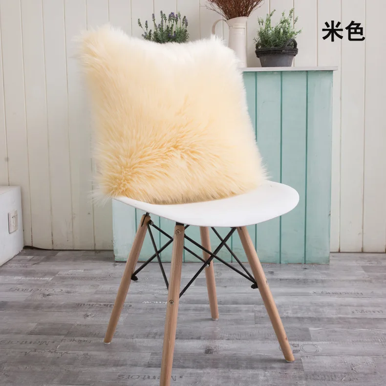 02001-Beige Двухсторонний плюшевый чехол для подушки 50*50 роскошный меховой декоративный чехол на подушки пушистый розовый/белый наволочка Funda De Almohada 30x50 - Цвет: 02001-Beige