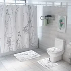Креативная Штора для душа с мраморным узором, 4 стиля, водонепроницаемая Штора для ванной комнаты, набор из трех ковриков для туалета, коврик для стула