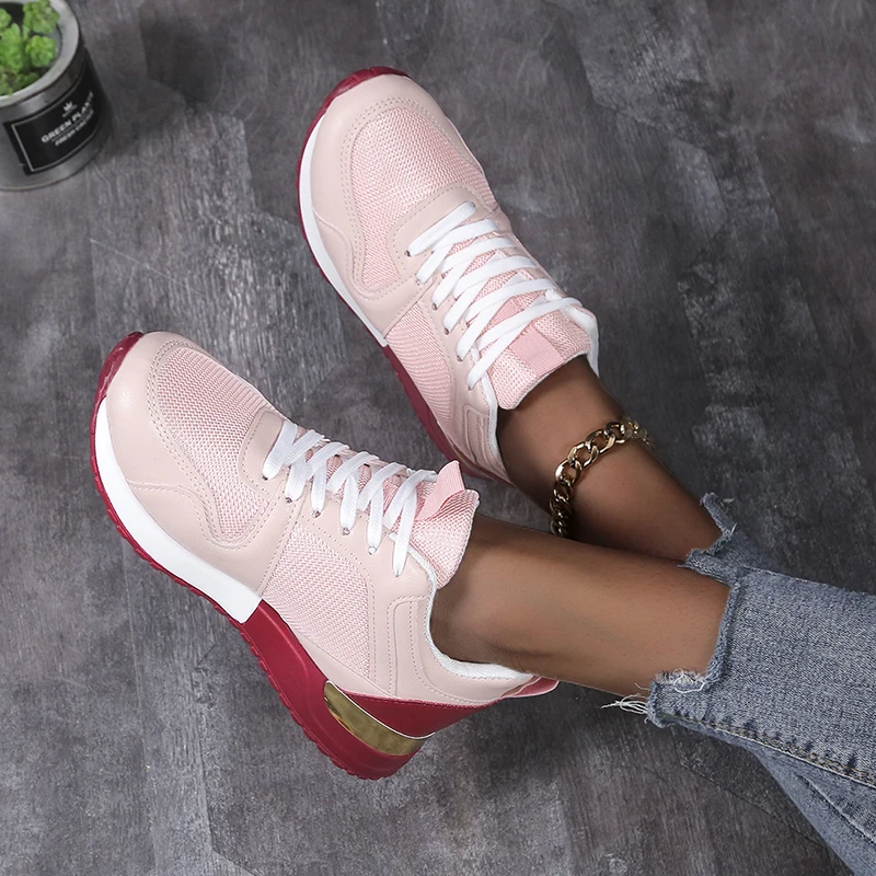 

2021 Autumn New Women Casual Mesh Sneakers Height Increasing Wedge Sport Shoes Spring Women's Vulcanized Shoes Zapatos De Mujer