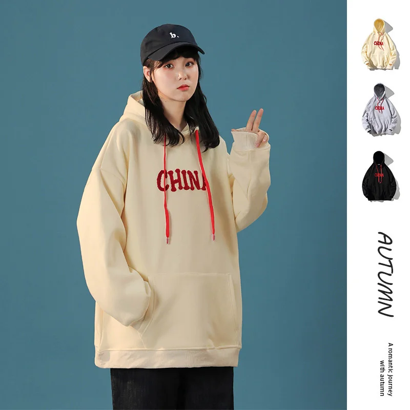 Национальный Модный свитер с капюшоном для студенток Свободное пальто в