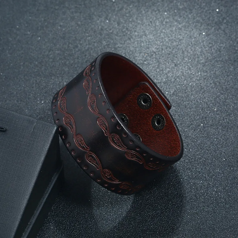 Мужской и женский браслет из натуральной кожи в стиле панк экологически чистый