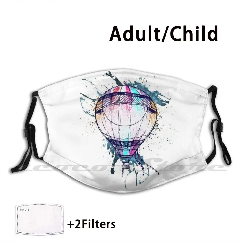 

Hot Air Balloon T Shirt Mask Cloth Washable DIY Filter Pm2.5 Adult Kids Hot Air Balloon Funny Balloon Balloon Art Balloon Lover