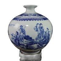 chinese old porcelain blue and white character story picture vase