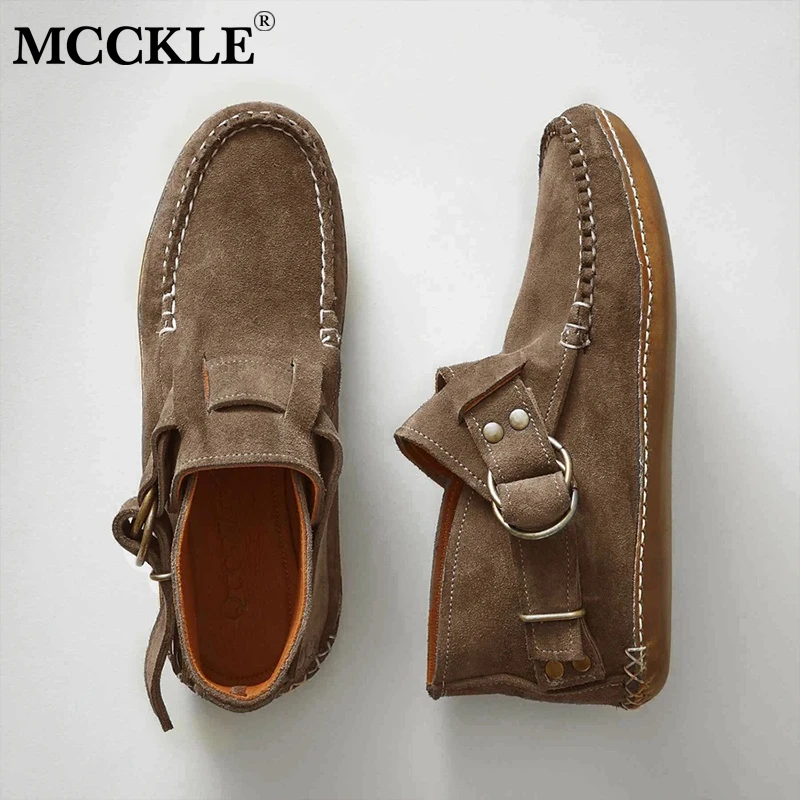 MCCKLE женские ботильоны швейные заклепки металлическая пряжка леопардовые туфли в