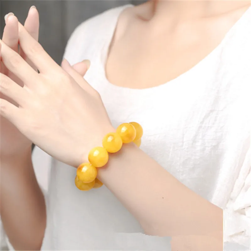 Натуральный Лак старые бусы с пчелиным воском браслет Baltic SeaYellow мужские и женские