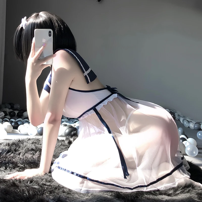 Сексуальное женское белье Прозрачное нижнее наряд с матросским воротником для
