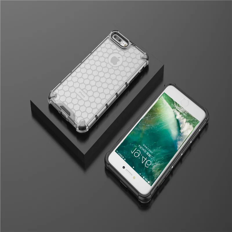 Shockproof Phone Case For iPhone X XR XS Max 8 7 6 6S Plus SE 2020 Honeycomb Back Cover Transparent Protector Simple Shell | Мобильные