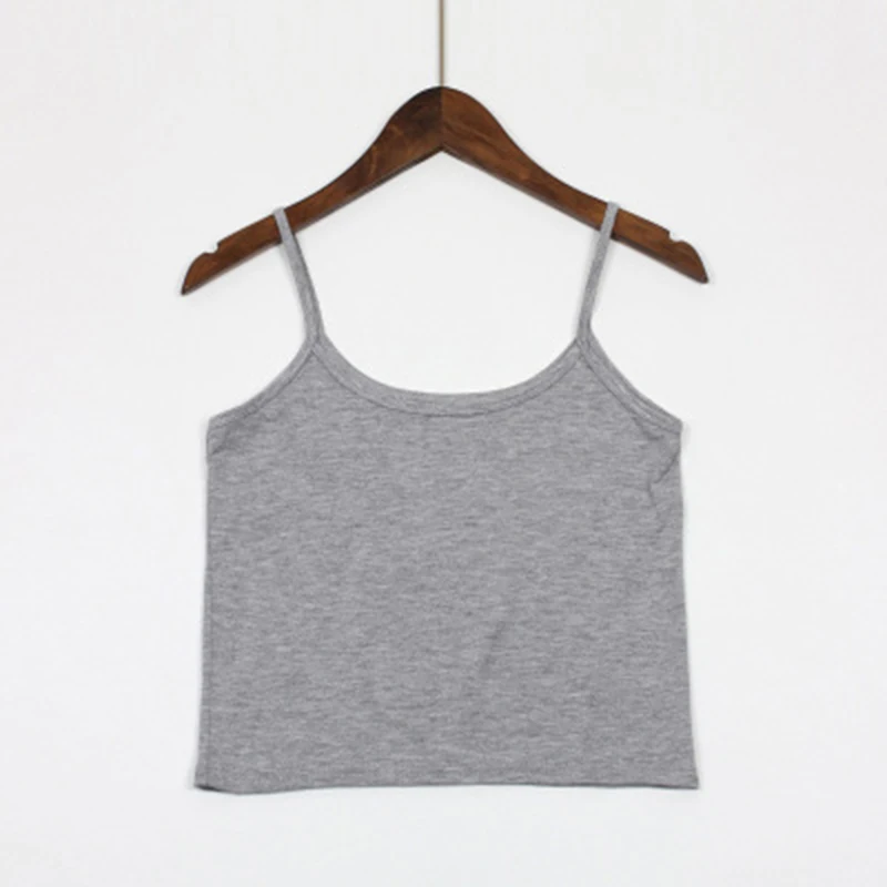 Женский укороченный топ на бретельках летний пикантный однотонный с открытой