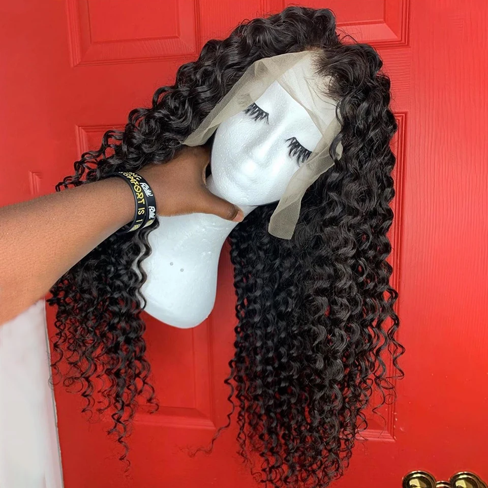 150% парики из человеческих волос с глубоким кудрявым кружевом спереди для женщин